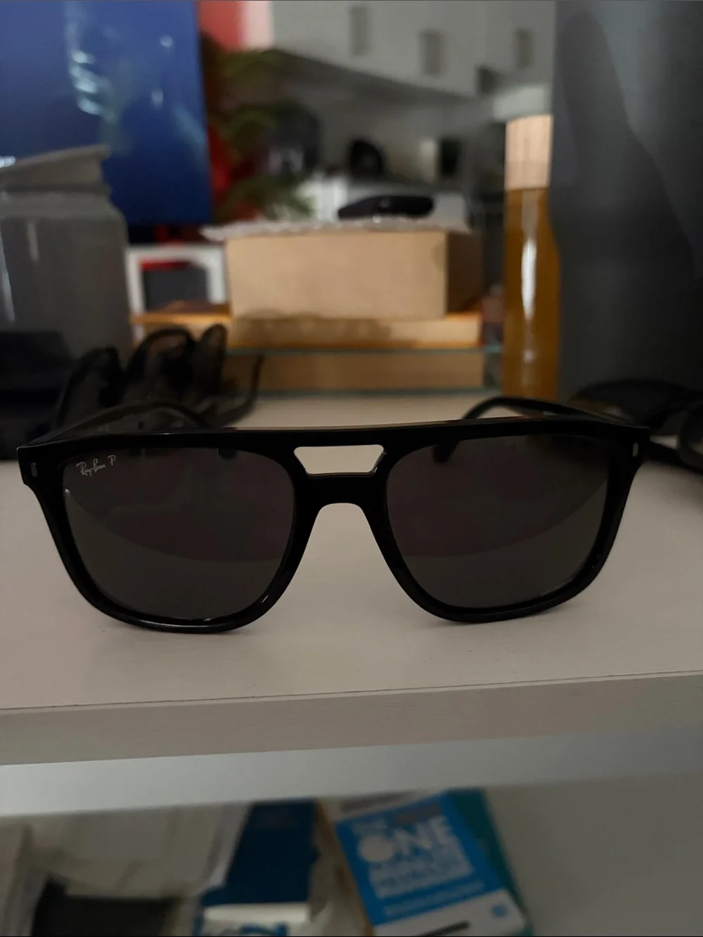 Ray-Ban Black Frame Gray Lens Sunglasses - Oversized Square